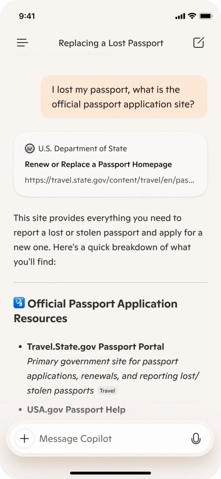 Microsoft added navigational links at the top of answers.