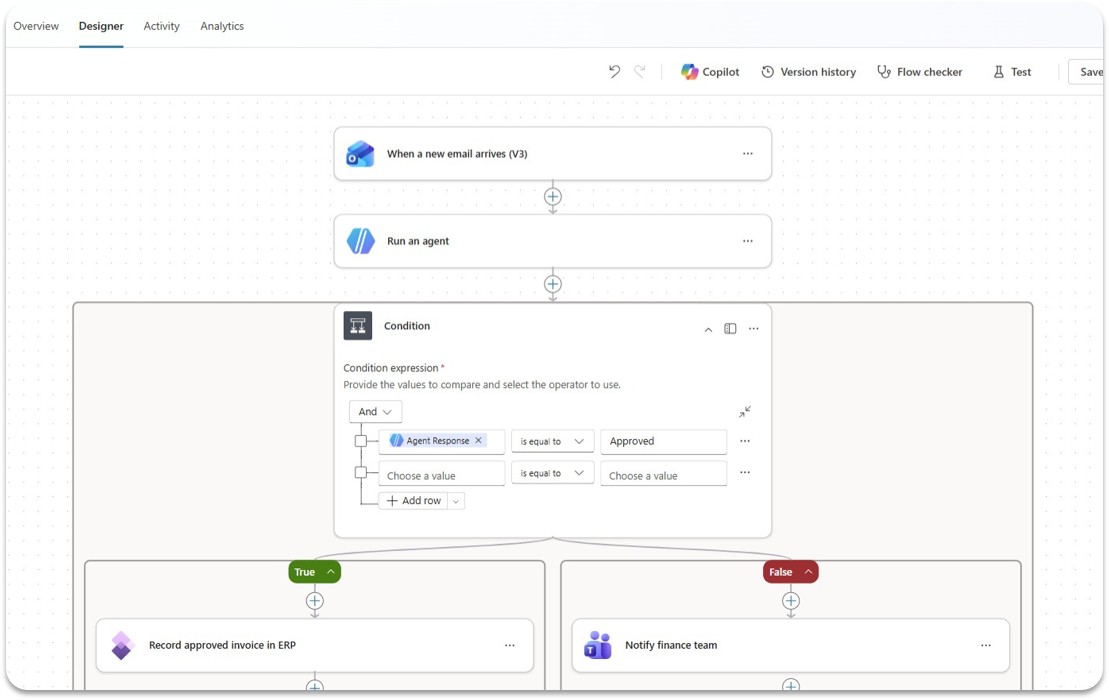 Screenshot of the Workflow editor, showing a "Run an agent" step and the instructions for calling the agent inside the workflow