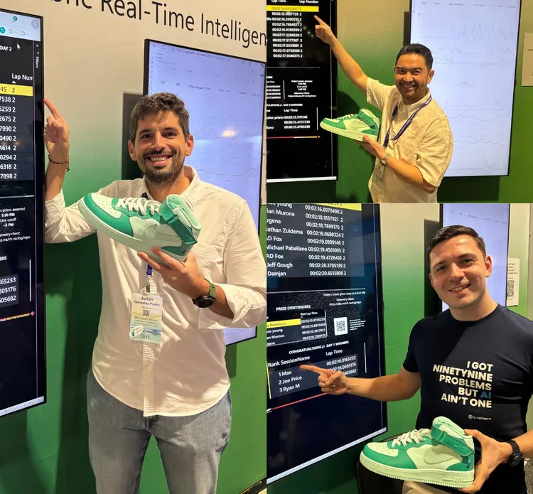 A collage of a man holding a shoe