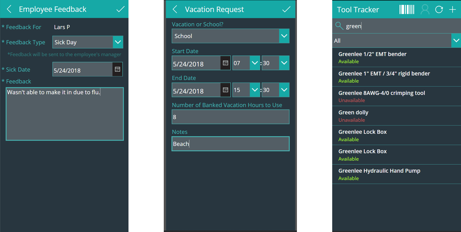 Mobile apps screenshot