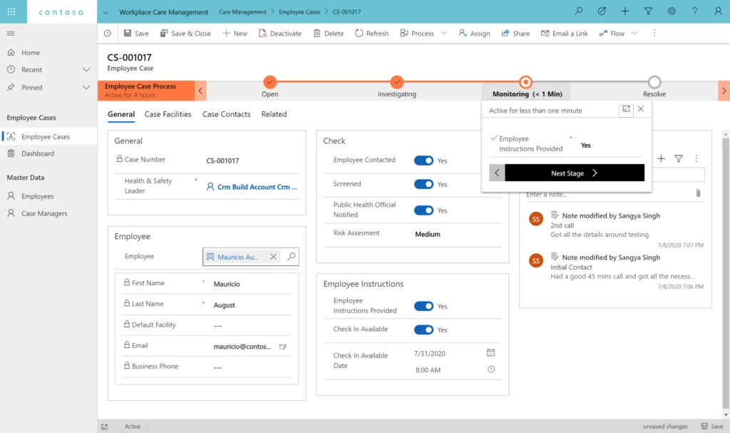 Workplace Care Managementadap gives health and safety leaders the tools to actively manage COVID-19 cases, identify hot spots for safety improvement, and import data from third party systems to determine exposure.