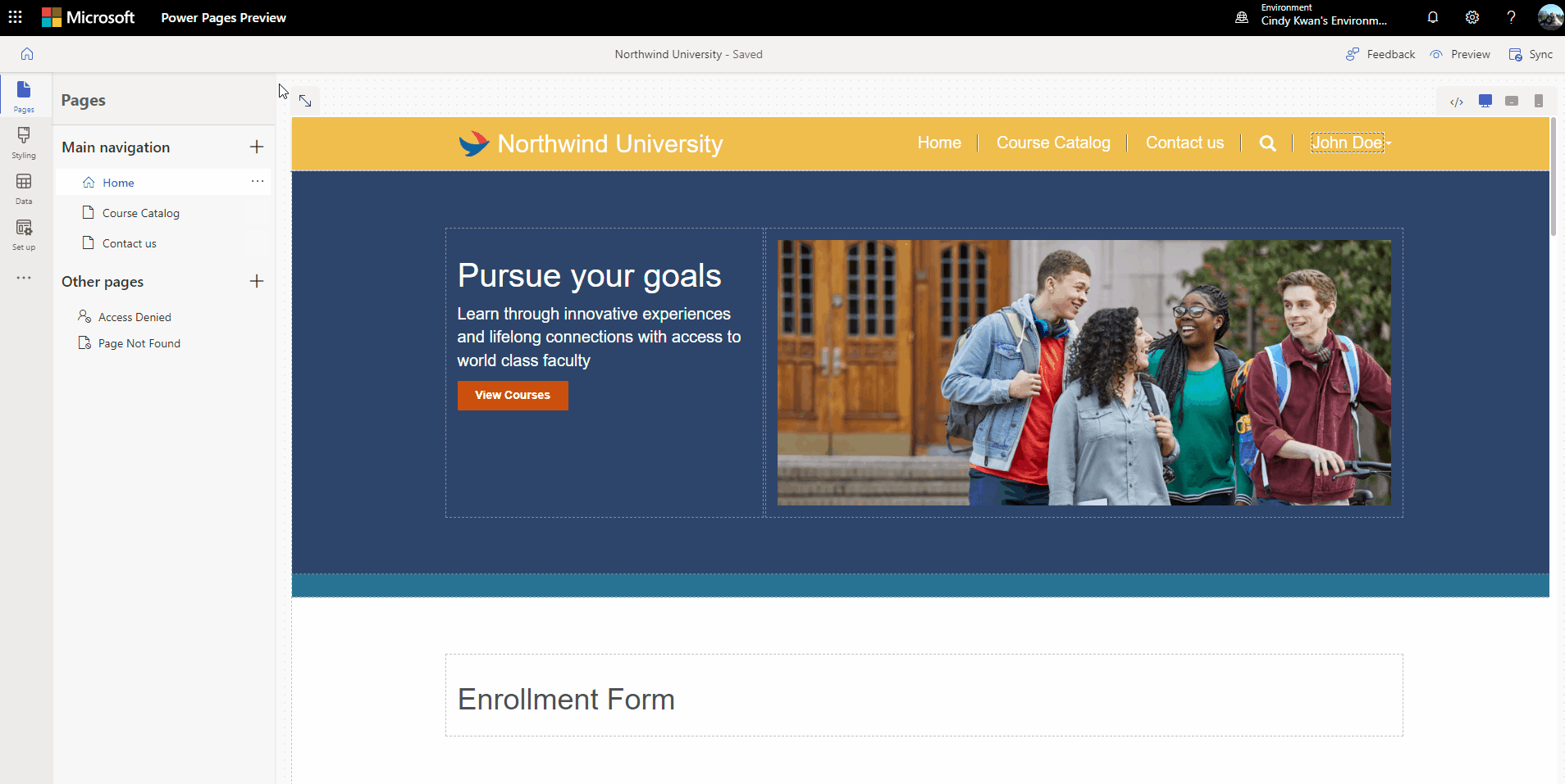 Animation showing the addition of a form component to a page and configuring table permissions.