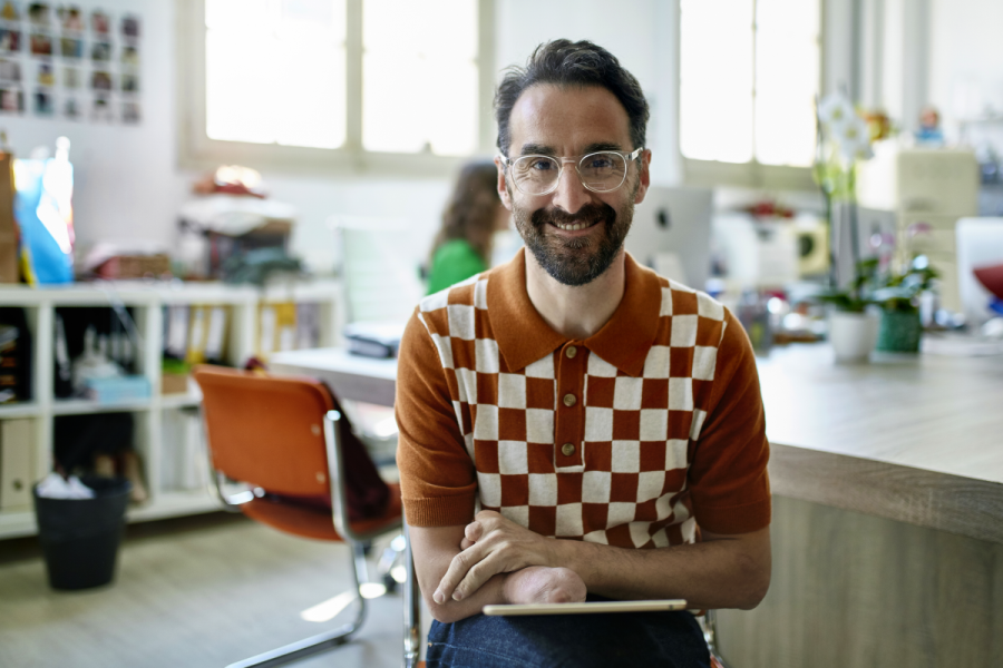 a person sitting on a table