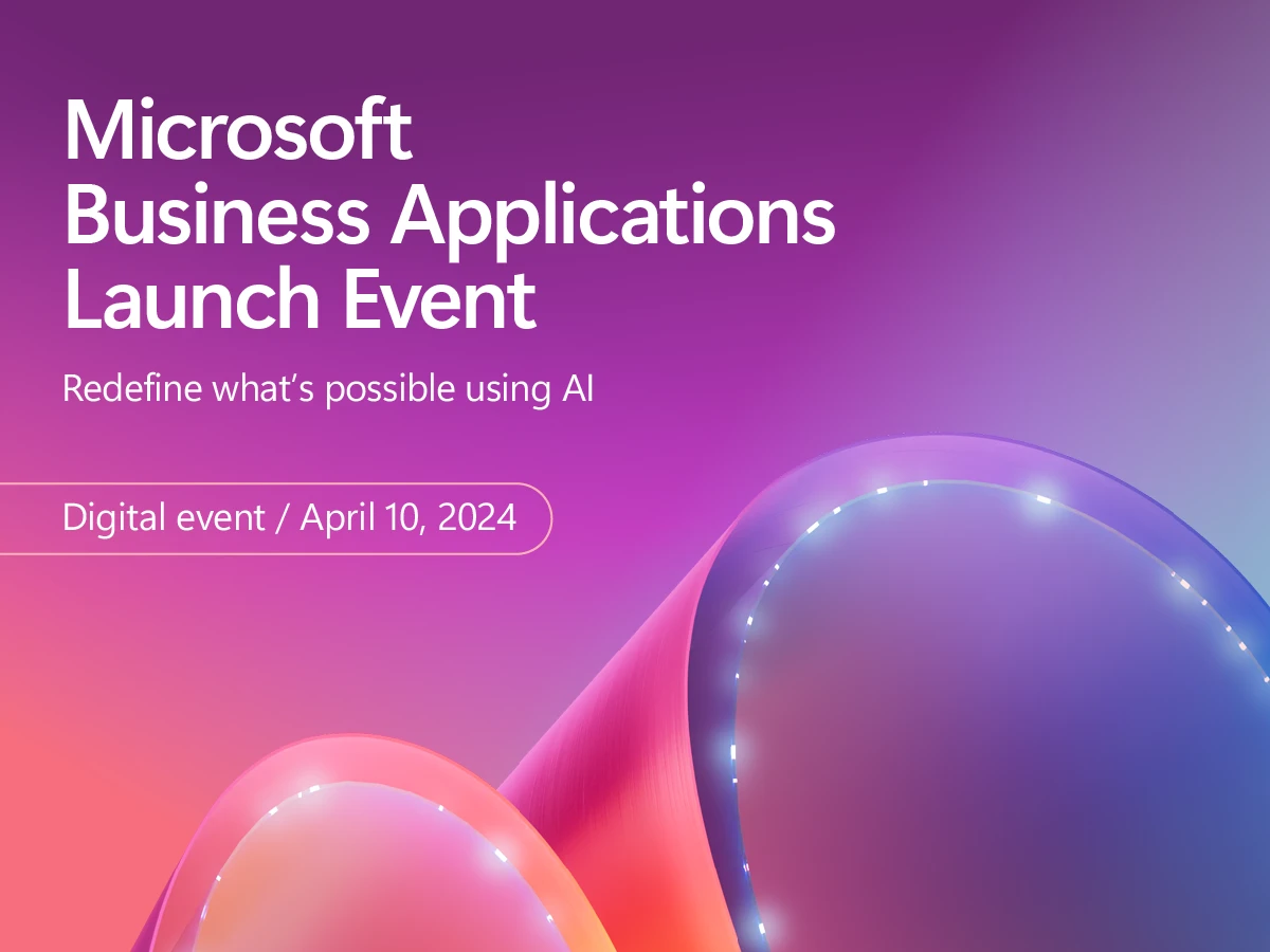 Image with the Business Applications Launch Event date that clicks through to the registration page