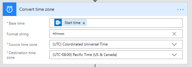 Convert UTC event time to local time and format hours and minutes