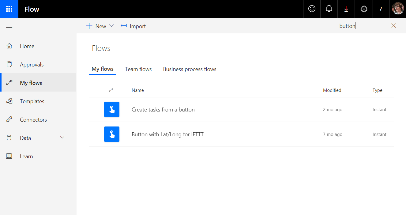 Search in the flow list