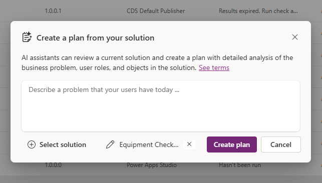 create a plan from existing solution
