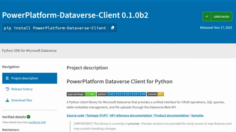 Power Platform Dataverse Client for Python