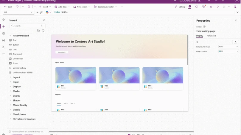 App containing modern controls