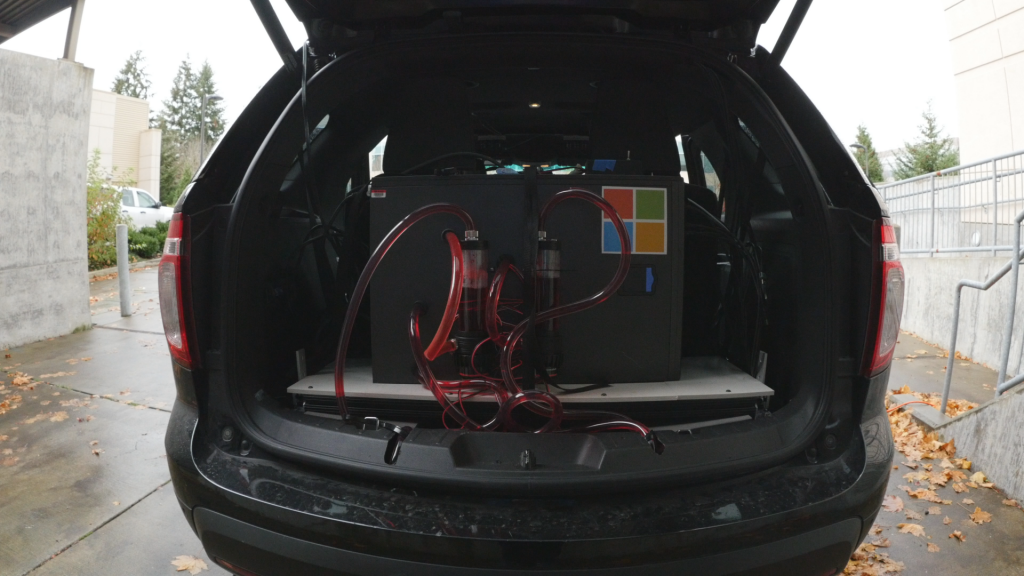 image of Holoportation equipment in the back of a vehicle