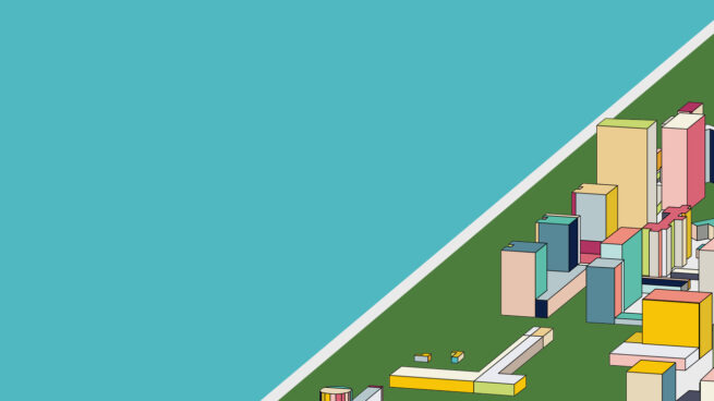 simple geometric illustration of futuristic city