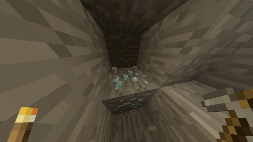 A trained RL agent searched for a diamond in Minecraft game. 