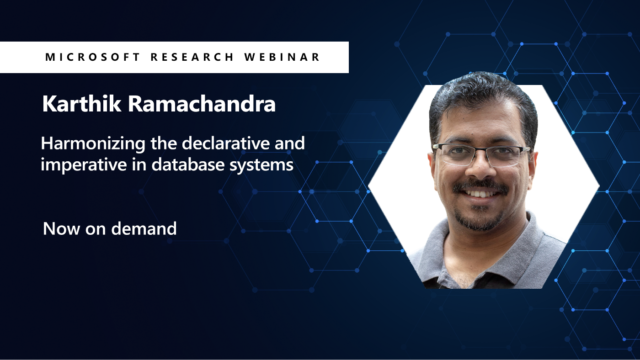 picture of karthik smiling next to the title of his webinar