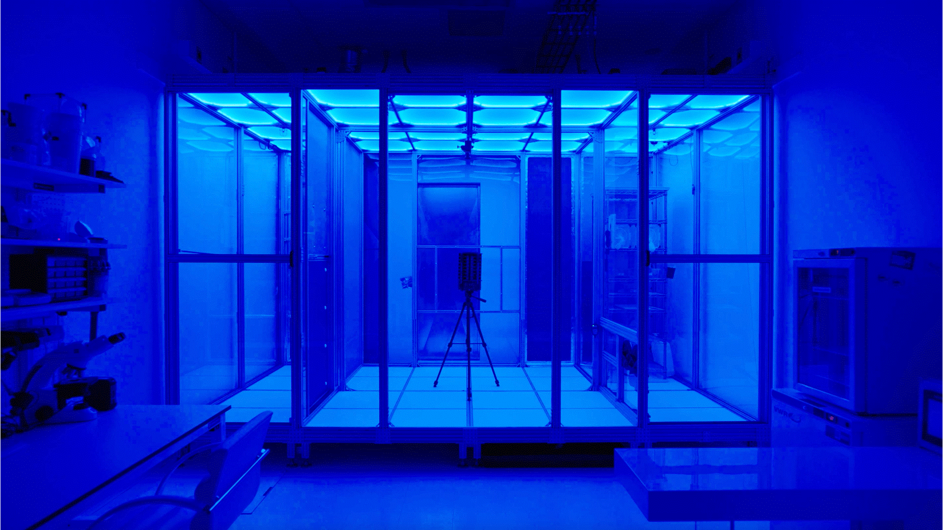 Laboratory with changing light colors