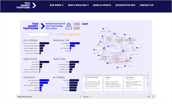 Tech Against Trafficking Interactive Map of Anti-Trafficking Tools