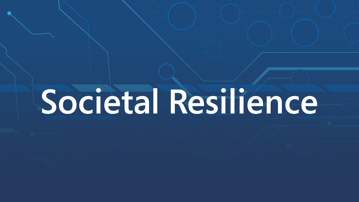 societal resilience text on blue backdrop