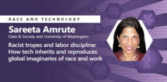 Dr. Sareeta Amrute giving a talk on Racist Tropes and Labor Discipline: How Tech Inherits and Reproduces Global Imaginaries of Race and Work for Microsoft Research