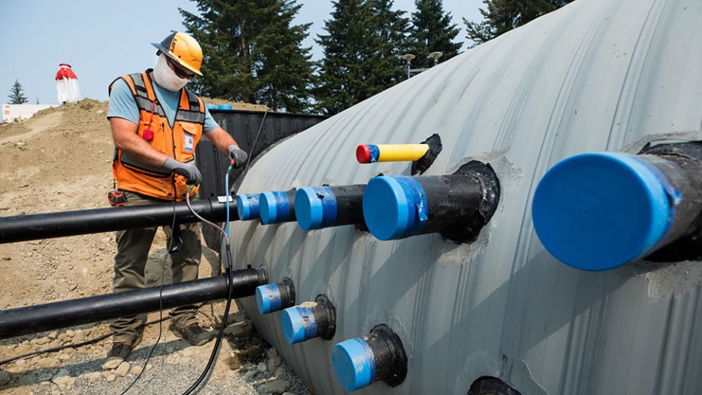 environmental sustainability - photo of the thermal energy construction at Microsoft Redmond campus