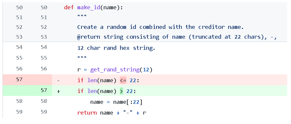 A code diff of a bug where the developer incorrectly used instead of an if statement.