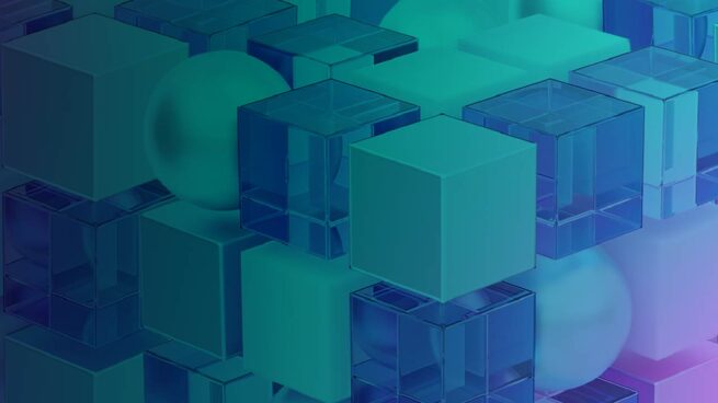 banner for OSDI 2022 - abstract cubes in blue and green