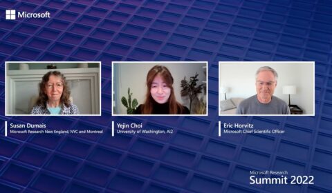 Susan Dumais, Yejin Choi, and Eric Horvitz at the 2022 Microsoft Research Summit