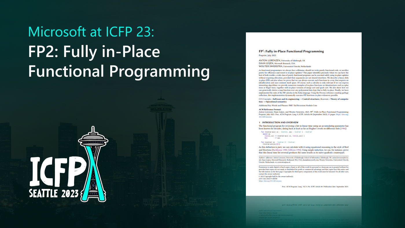 FP2: Fully In-Place Functional Programming; ICFP 2023