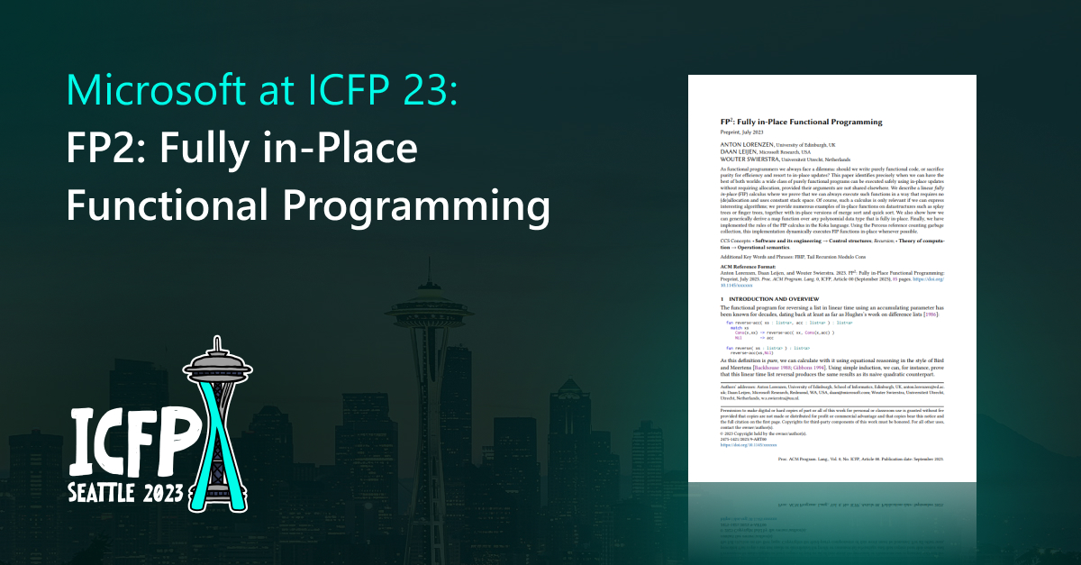 FP2: Fully In-Place Functional Programming provides memory reuse for pure functional programs