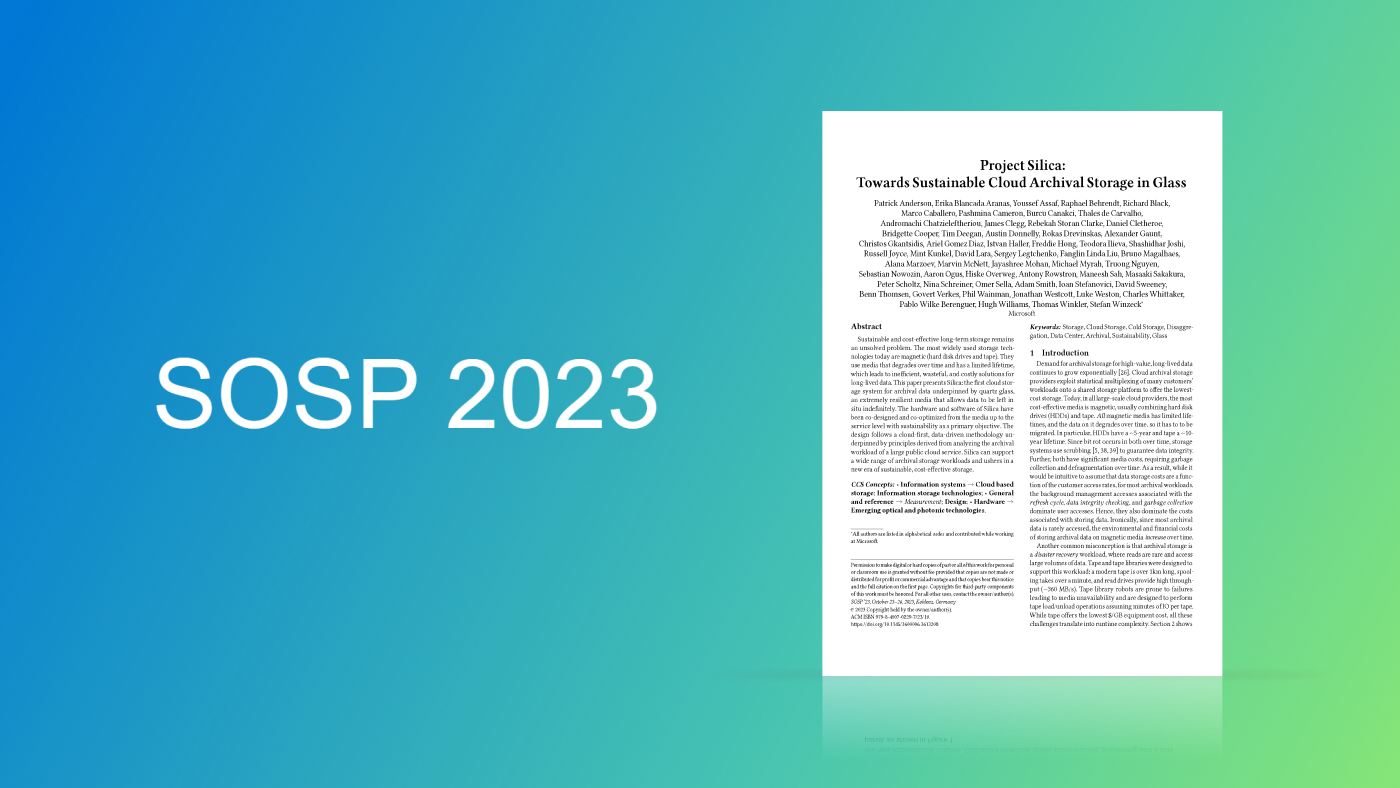 Project Silica paper at SOSP 2023