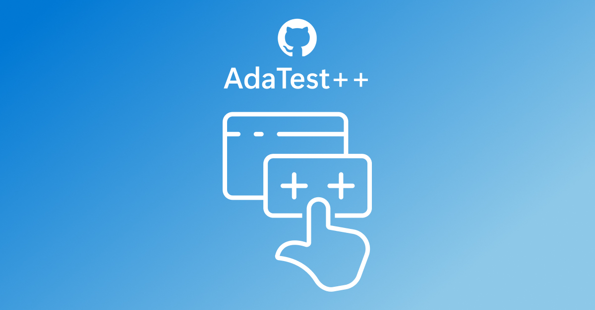 ALT TEXT: An illustration of the LLM auditing tool AdaTest++ comprising a pointed finger icon hovering over an interactive interface. The GitHub logo is included to indicate the tool’s open-source availability.  