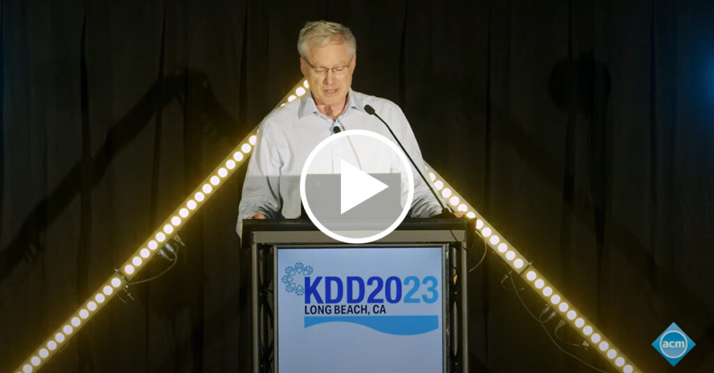 Eric Horvitz presenting the KDD2023 Keynote: People and Machines: Pathways to Deeper Human-AI Synergy