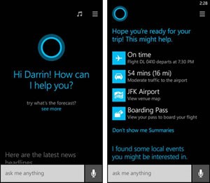 Cortana user interface