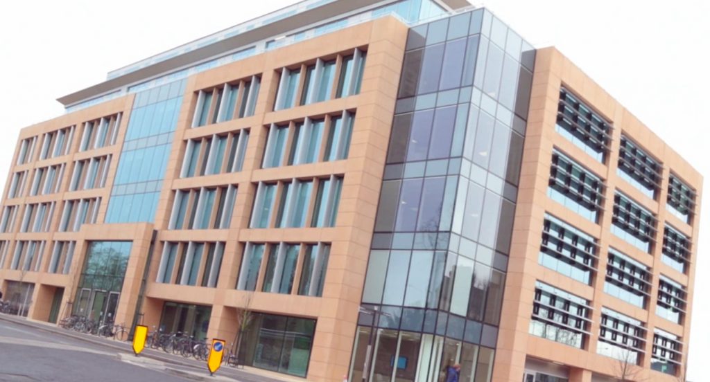 a tall building in a city