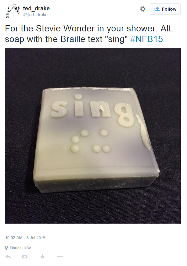 Tweet text with picture of a bar of soap with the word 