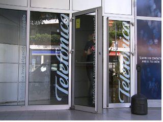 a glass door of a store window