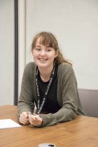a person sitting on a table