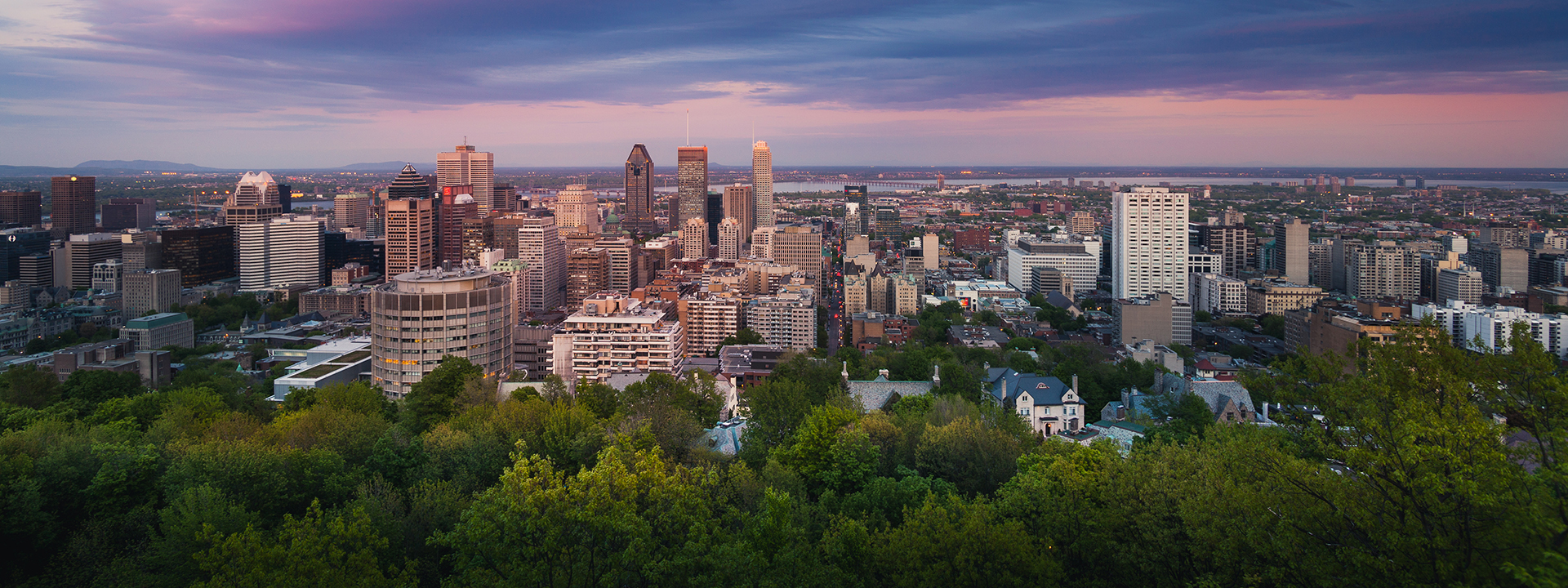 Dramatic cloud over city of Montreal skyline at Quebec, Canada.
