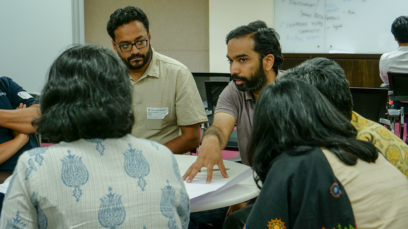 a group of people in a room