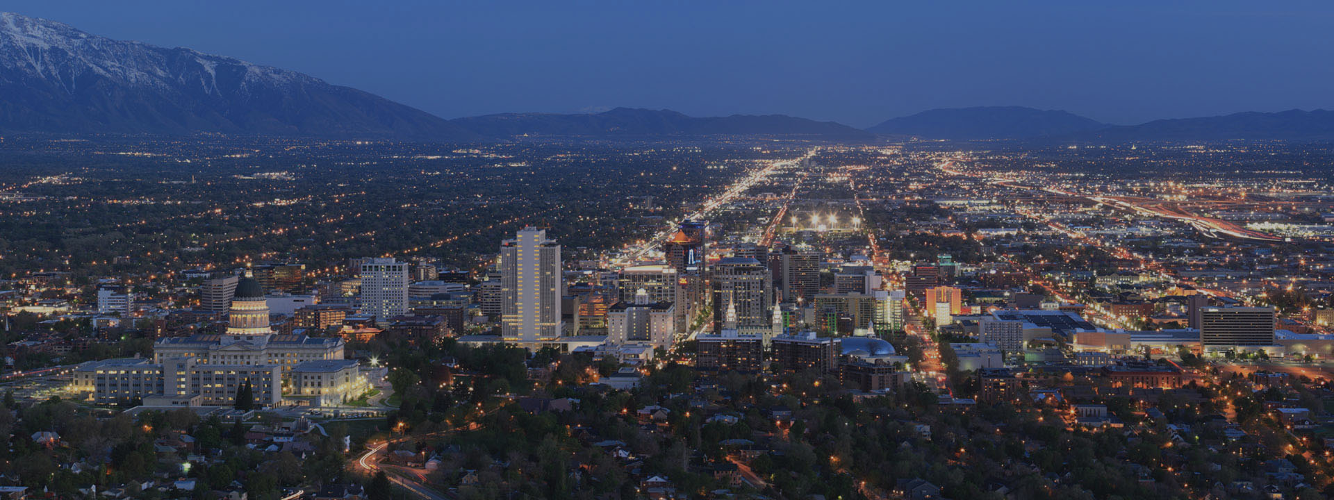 a view of a city with a mountain in the background