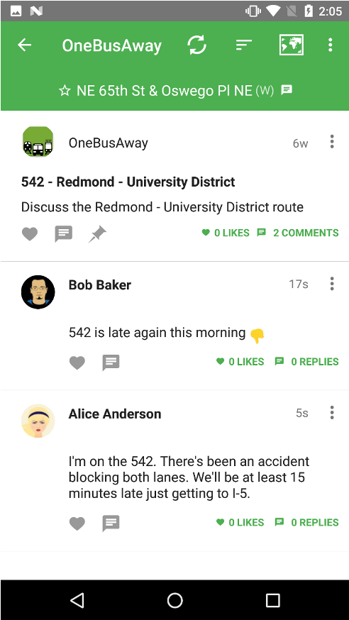 OneBusAway with Embedded Social