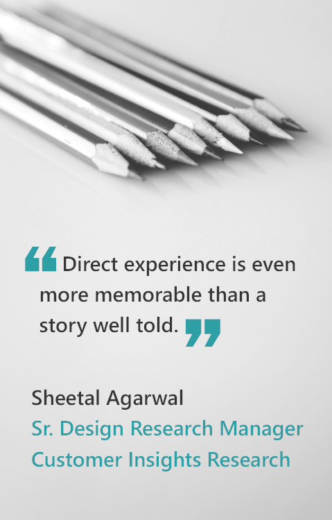 Image of six pencils lined up. Below it reads, Direct experience is even more memorable than a story well told. 