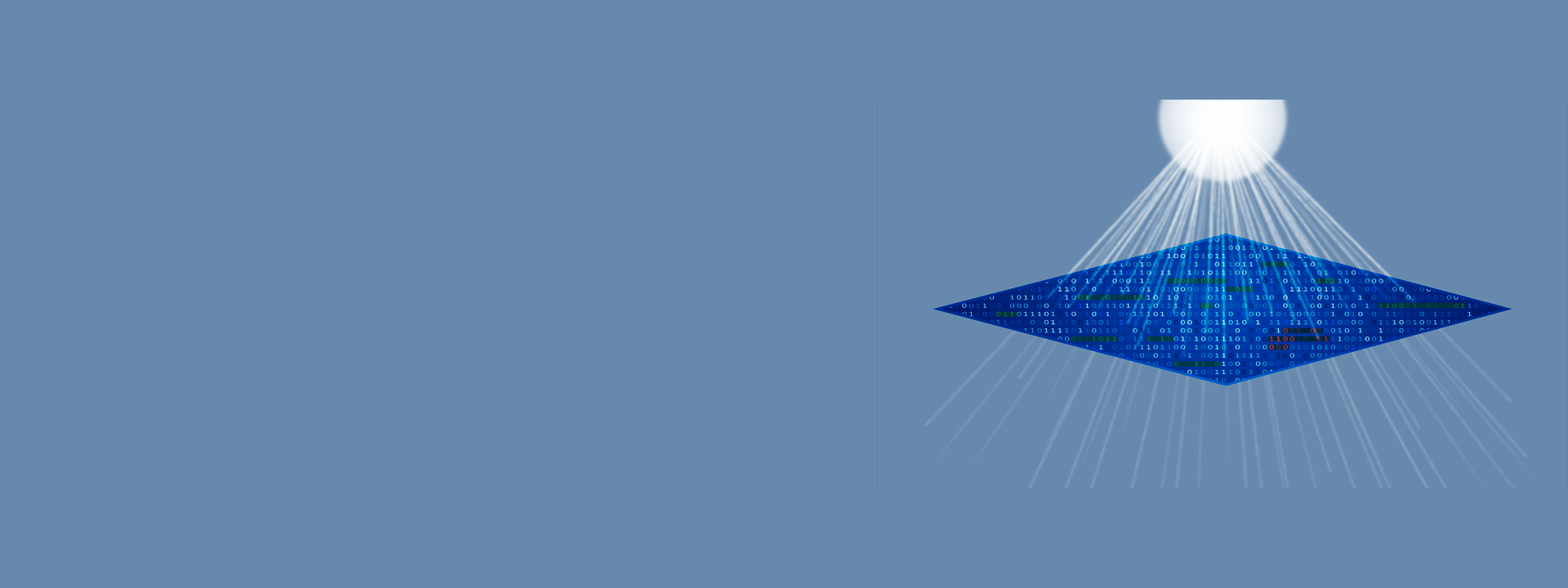 Project Freta header: illustration of light shining through a plane of binary data