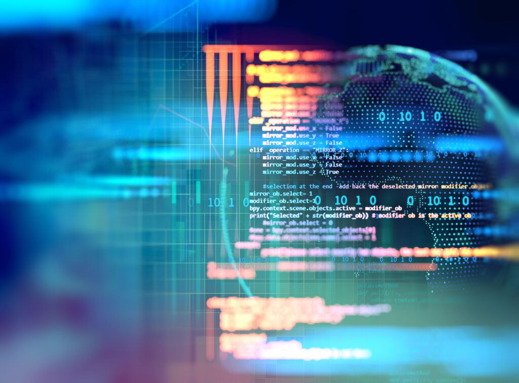 computer screen and script