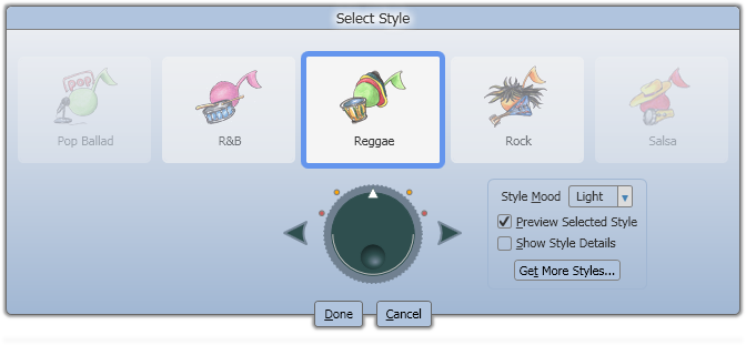 Songsmith style selector