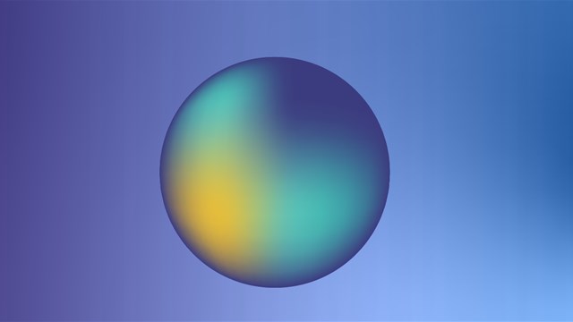 abstract multi-colored sphere on a blue gradient background