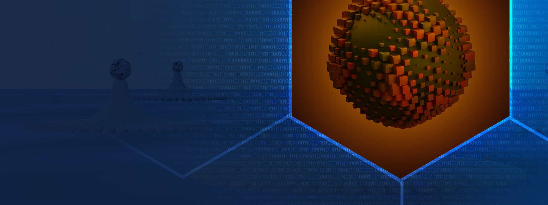 abstract pattern with 0s and 1s on a dark blue background