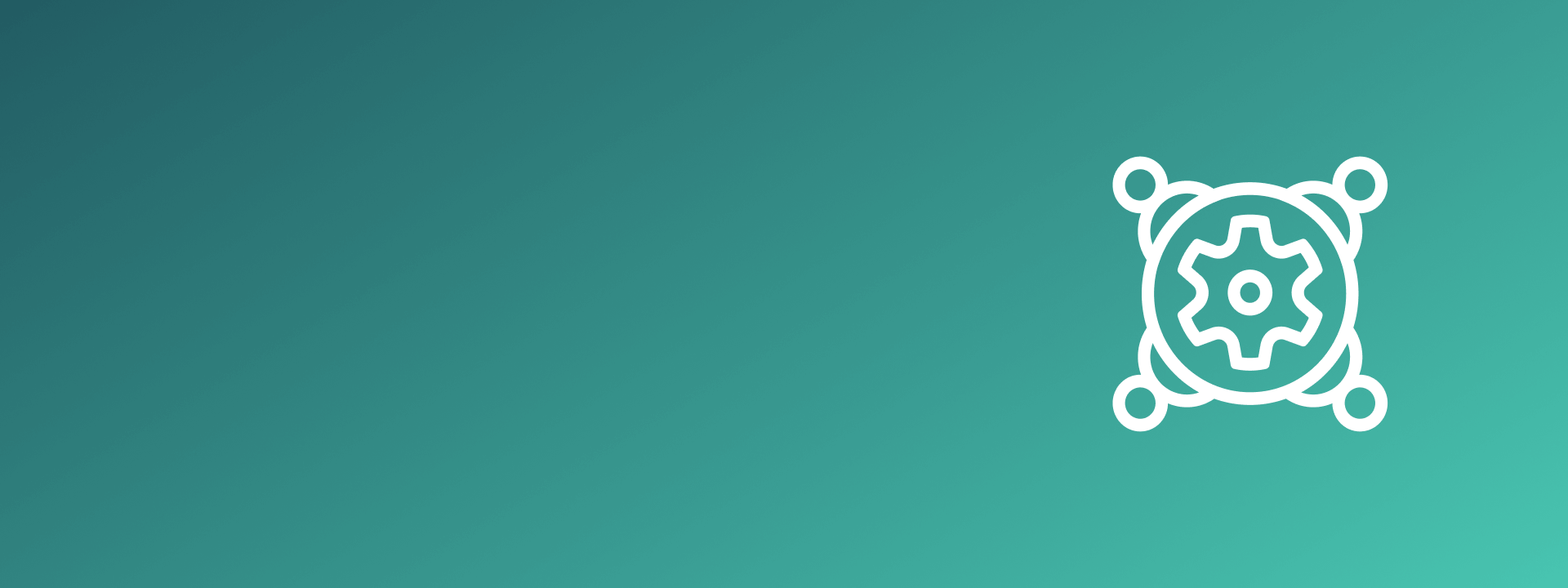 white gear icon with a circle outline on a green gradient background