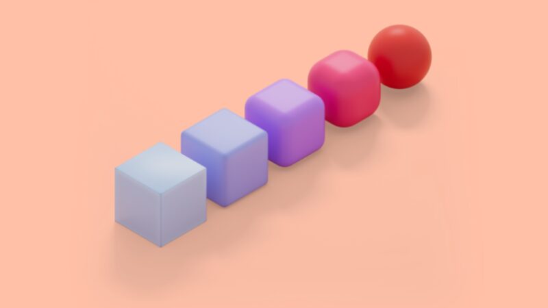 10 AI terms: Diffusion model | abstract array of shapes progressing from square to circle