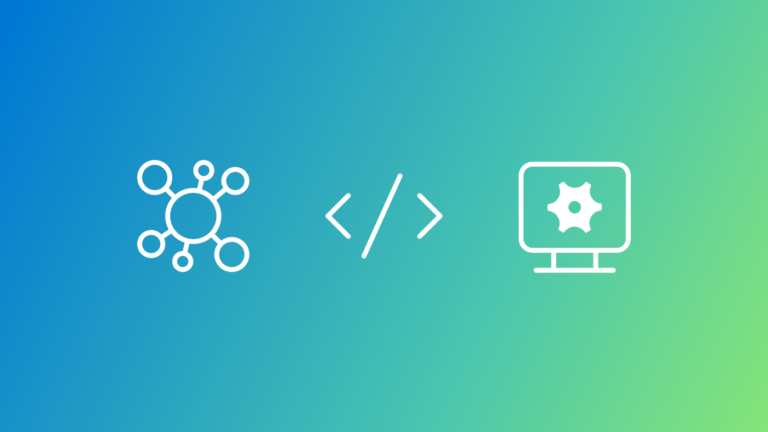 White outline illustrations for AIOps on a blue and green gradient background.