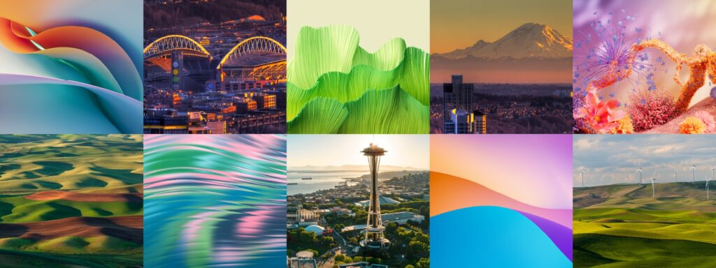 AI for Good Open Call - collage of Washington State photos and abstracts