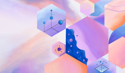 Research Forum | Episode 5 - abstract background with colorful hexagons